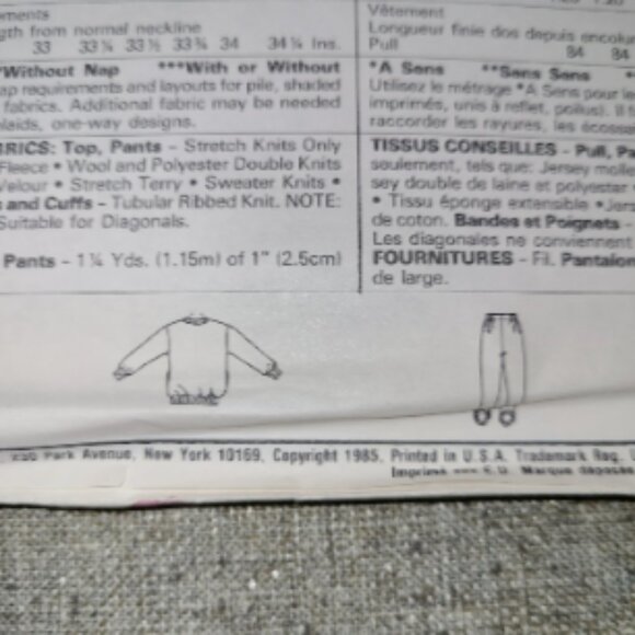 McCALL'S 2099 MISSES KNIT JOGGING SWEAT TOP & STIRRUP PANTS PATTERN MISSES 14 - Picture 4 of 5